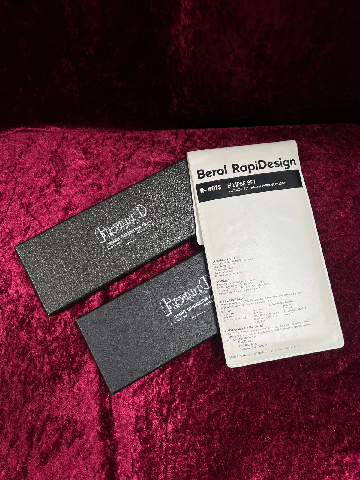 Vintage Drafting Template Set - Berol RapiDesign Ellipse and Lettering Guides