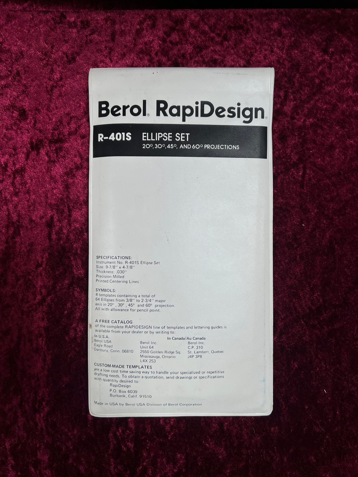 Vintage Drafting Template Set - Berol RapiDesign Ellipse and Lettering Guides