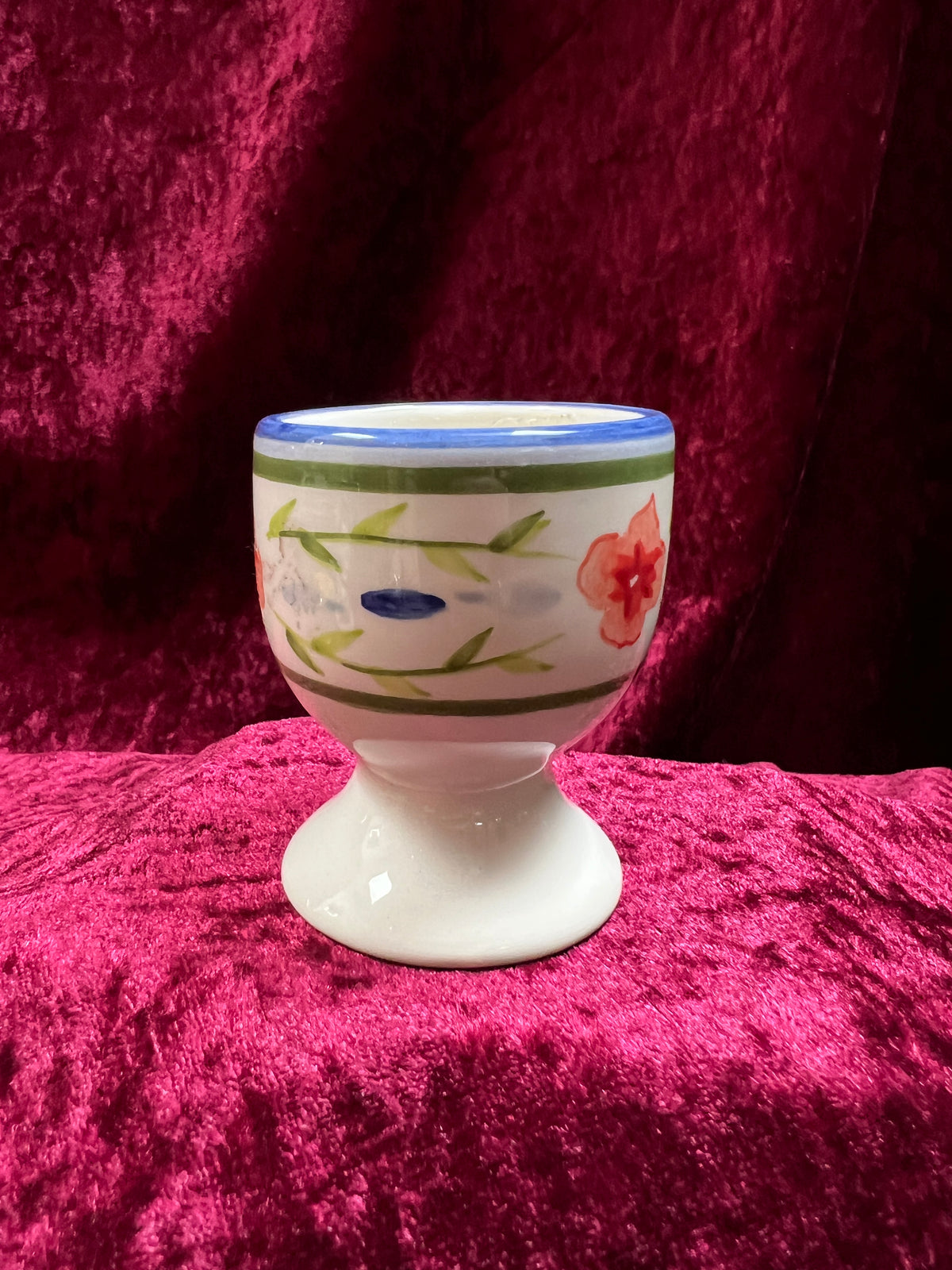 Vintage Ceramic Egg Cup - Floral Pedestal Design