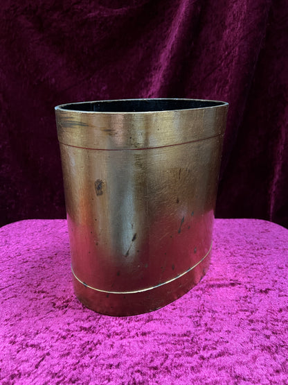 Vintage Pressed Fiberboard Wastebasket - Lacquered Gold Striped Finish