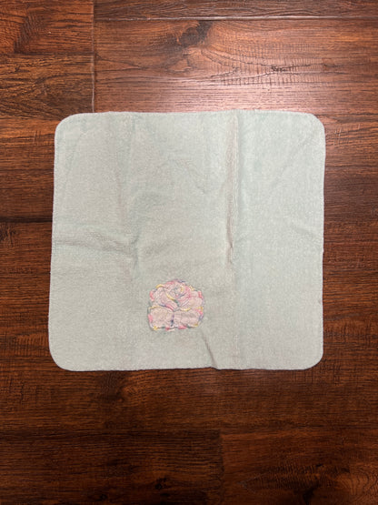 Vintage Cotton Hand Towel Set - Pastel Blue and Embroidered Roses