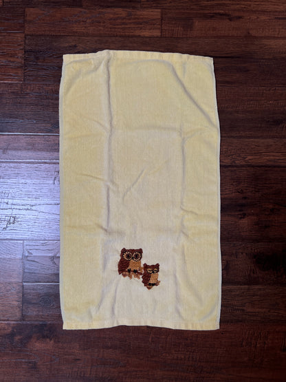 Vintage Martex Cotton Blend Towel Set - Embroidered Owl Motif Made in USA