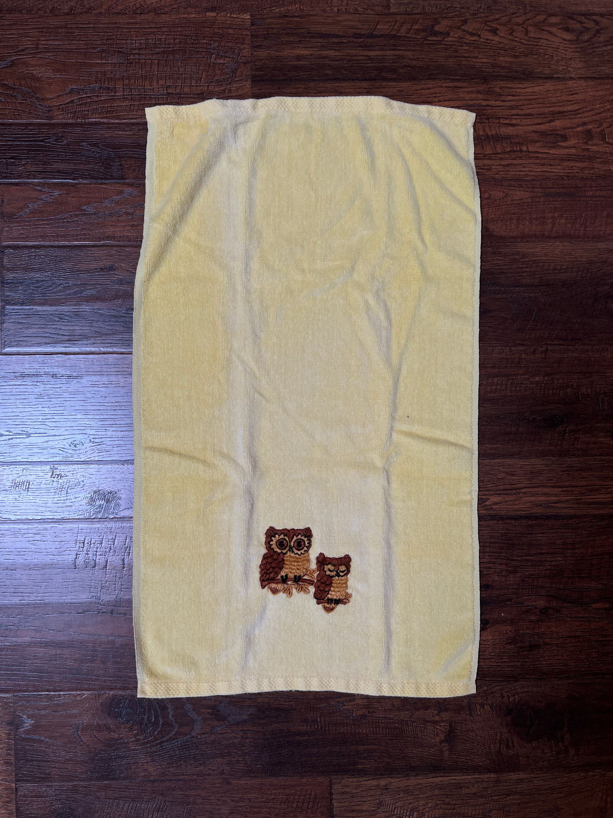 Vintage Martex Cotton Blend Towel Set - Embroidered Owl Motif Made in USA