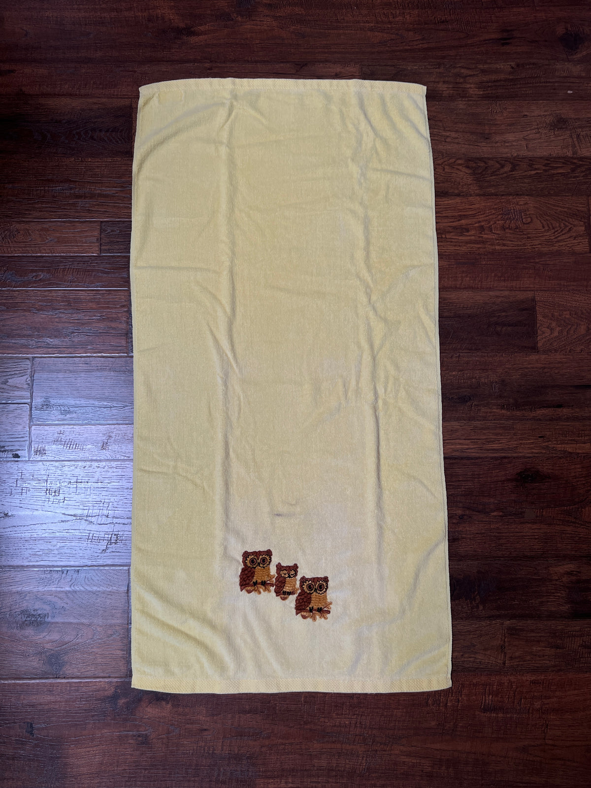 Vintage Martex Cotton Blend Towel Set - Embroidered Owl Motif Made in USA