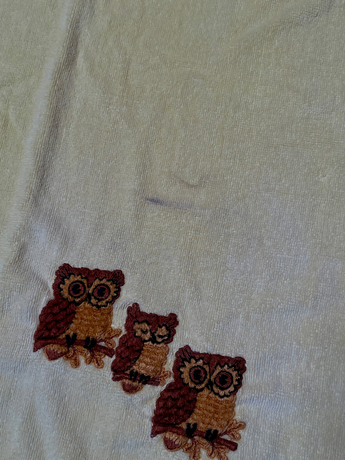 Vintage Martex Cotton Blend Towel Set - Embroidered Owl Motif Made in USA
