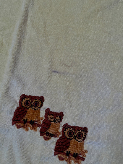 Vintage Martex Cotton Blend Towel Set - Embroidered Owl Motif Made in USA