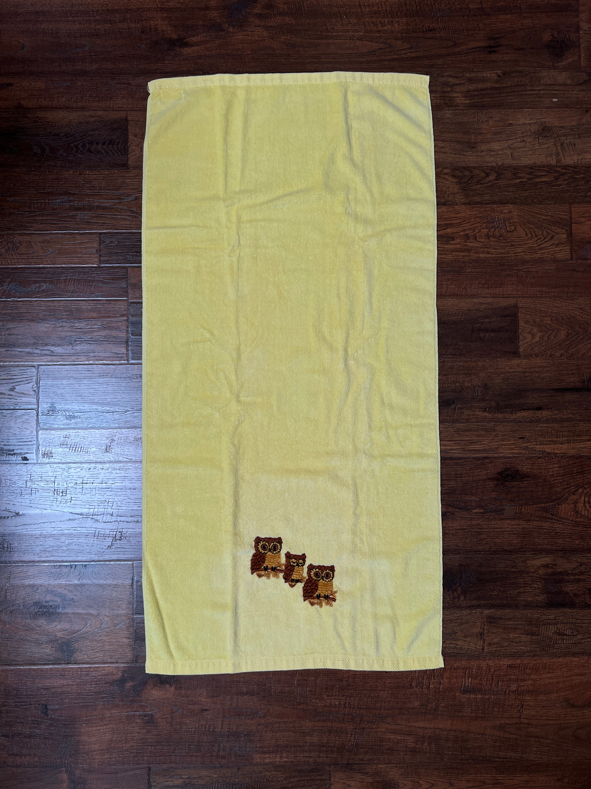 Vintage Martex Cotton Blend Towel Set - Embroidered Owl Motif Made in USA