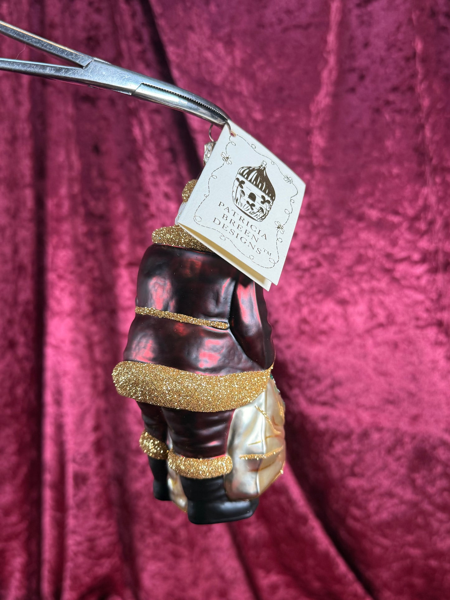 Vintage Christmas - Handblown Glass Ornament - Red Santa Claus with Toy Sack - Patricia Breen - Poland