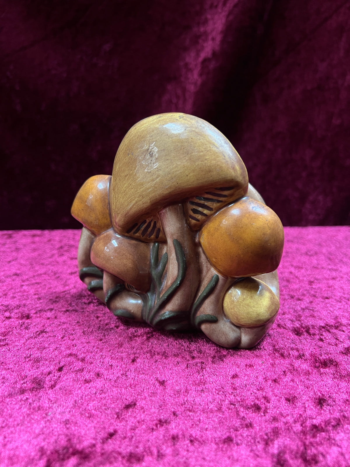 Vintage Ceramic Frog Figurine - Raised Foliage and Fruit Detail