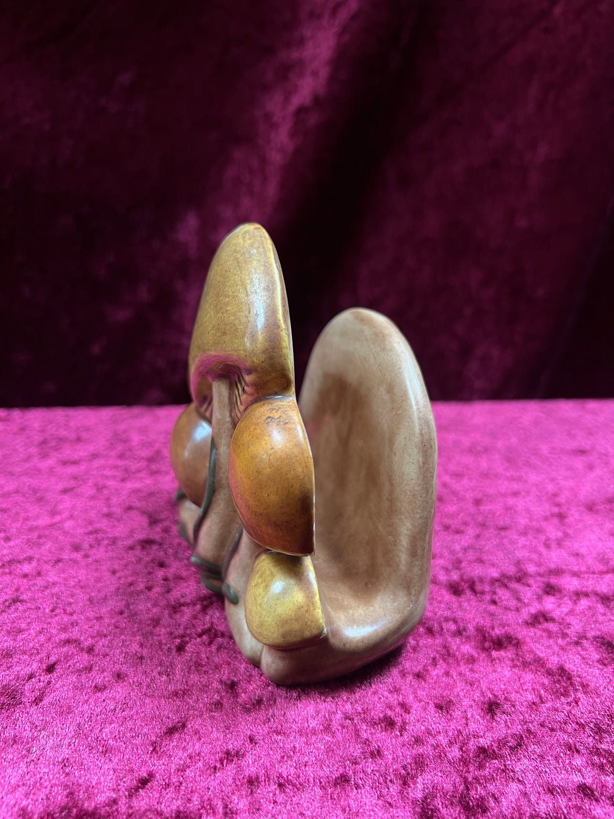 Vintage Ceramic Frog Figurine - Raised Foliage and Fruit Detail