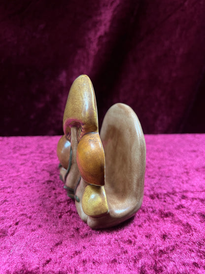 Vintage Ceramic Frog Figurine - Raised Foliage and Fruit Detail