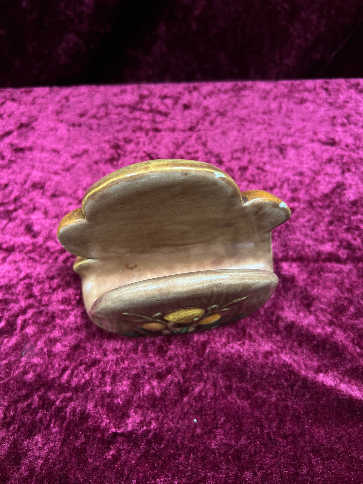 Vintage Ceramic Frog Figurine - Raised Foliage and Fruit Detail