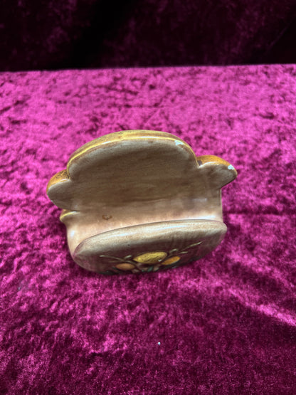 Vintage Ceramic Frog Figurine - Raised Foliage and Fruit Detail
