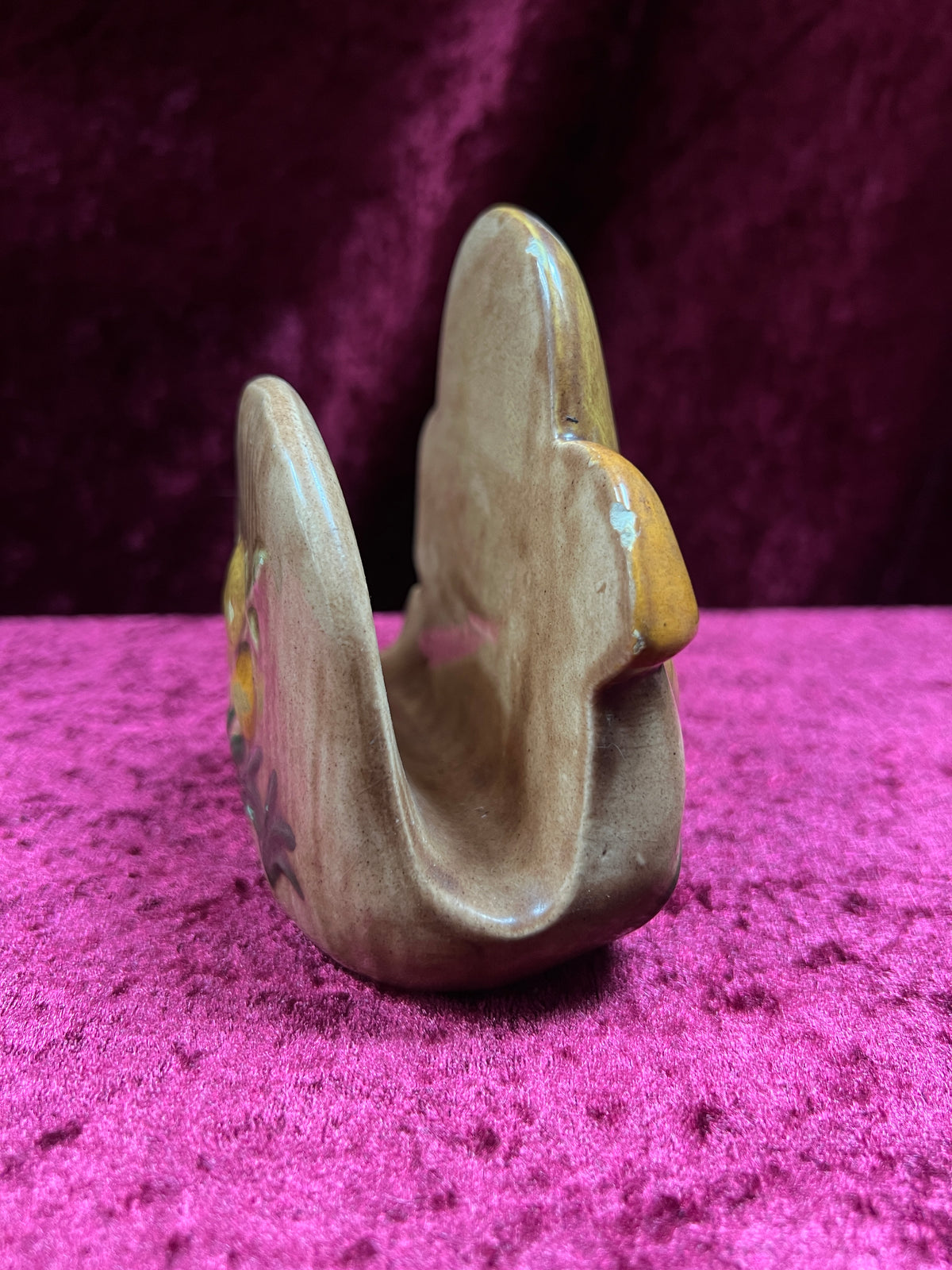 Vintage Ceramic Frog Figurine - Raised Foliage and Fruit Detail