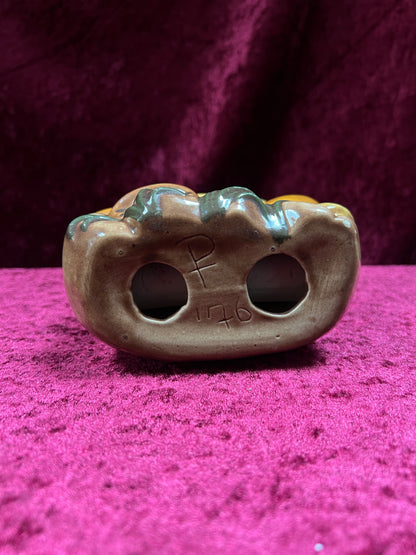 Vintage Ceramic Frog Figurine - Raised Foliage and Fruit Detail