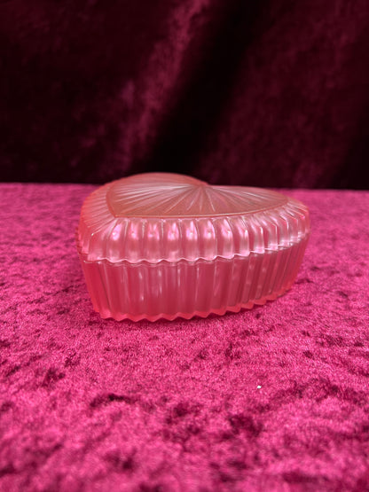 Vintage Pink Plastic Trinket Box - Radiating Heart