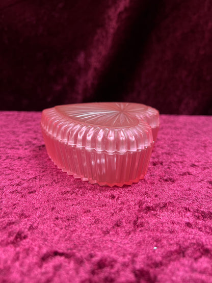 Vintage Pink Plastic Trinket Box - Radiating Heart