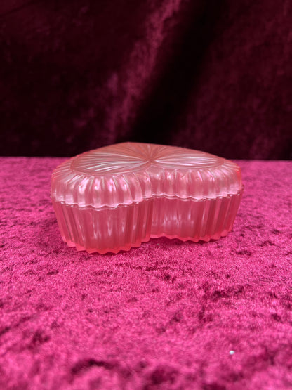 Vintage Pink Plastic Trinket Box - Radiating Heart
