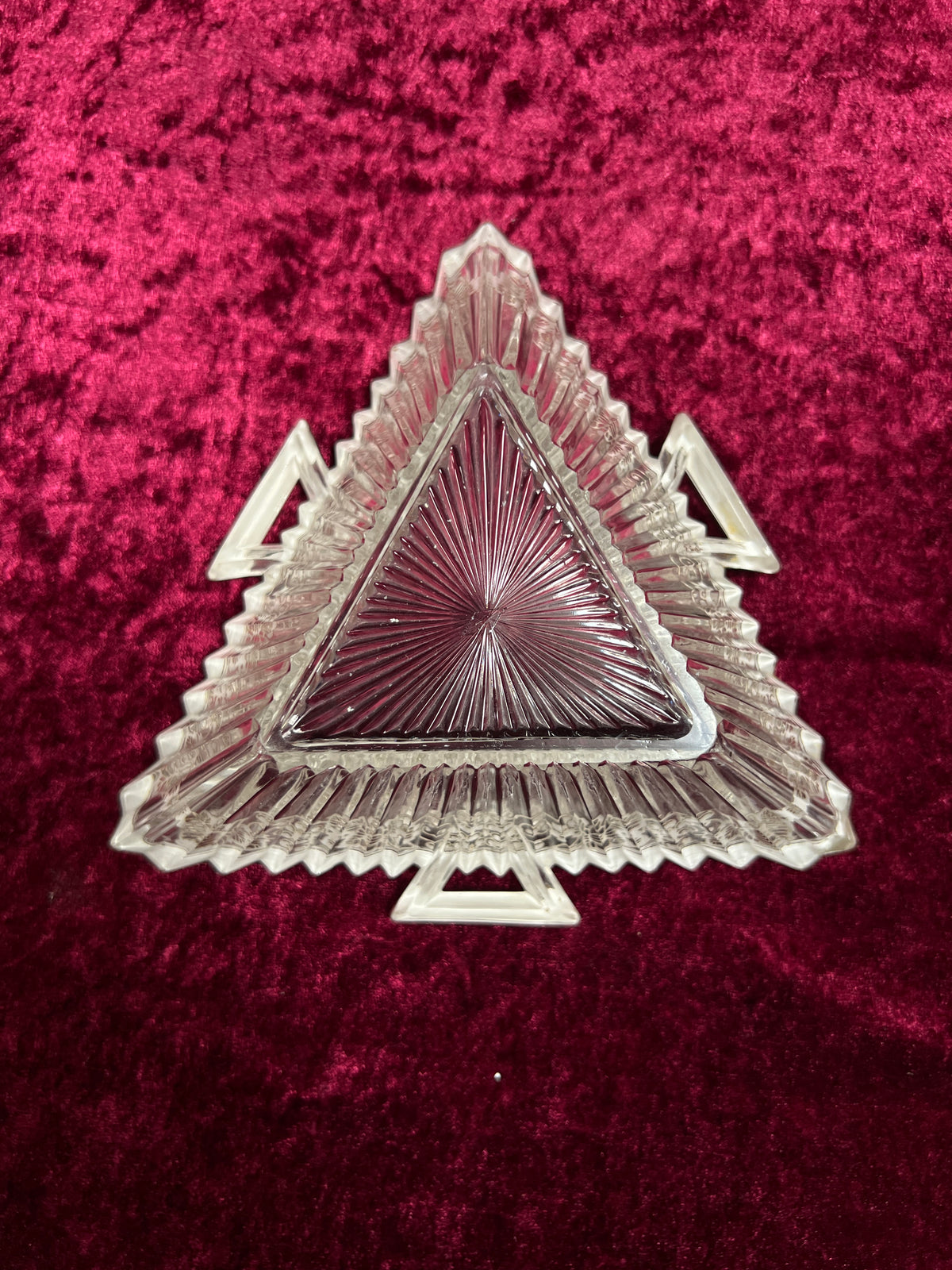 Vintage Heisey Glass Handled Ashtray - Silver-Tone Filigree Overlay