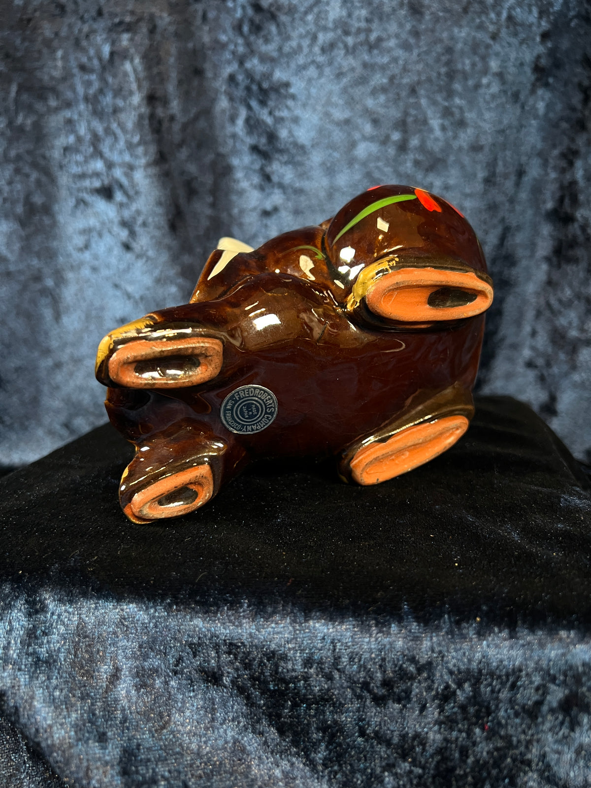 Vintage Ceramic Piggy Bank - Floral Motif and Cadillac Phrase
