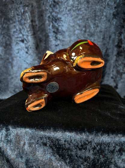 Vintage Ceramic Piggy Bank - Floral Motif and Cadillac Phrase