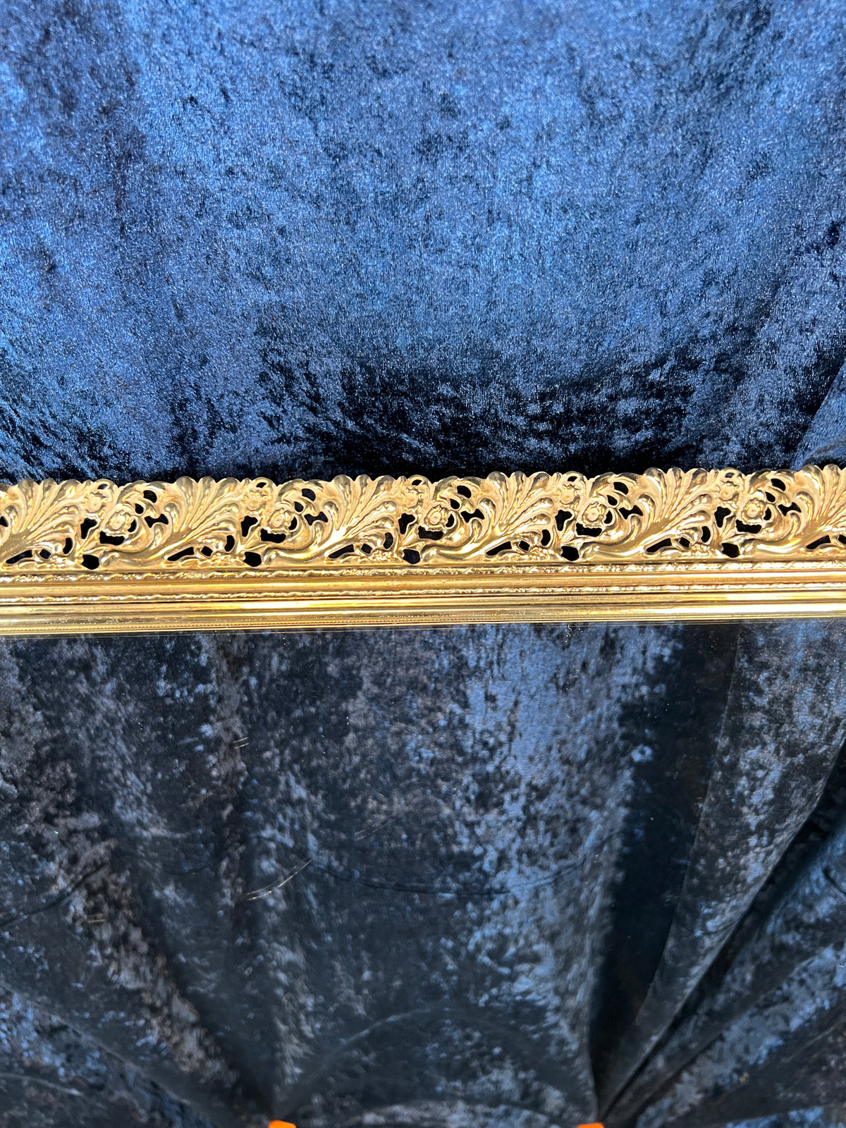 Vintage Mirrored Vanity Tray - Ornate Gold Metal Filigree Frame