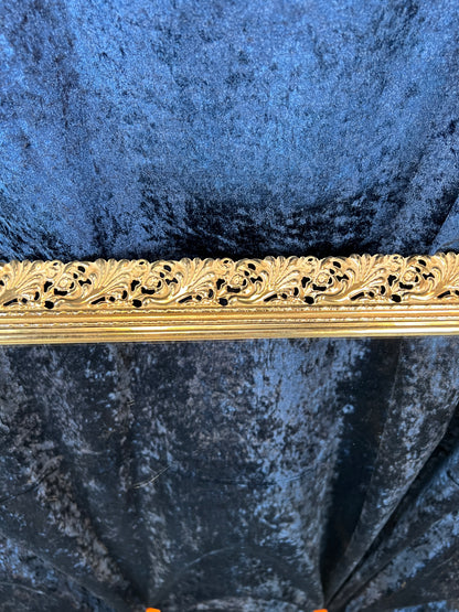 Vintage Mirrored Vanity Tray - Ornate Gold Metal Filigree Frame