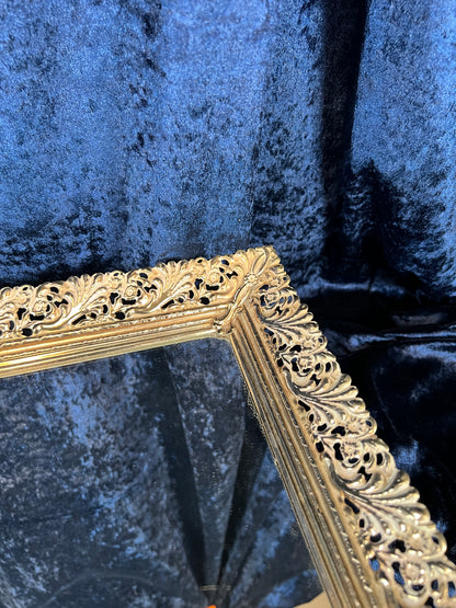 Vintage Mirrored Vanity Tray - Ornate Gold Metal Filigree Frame