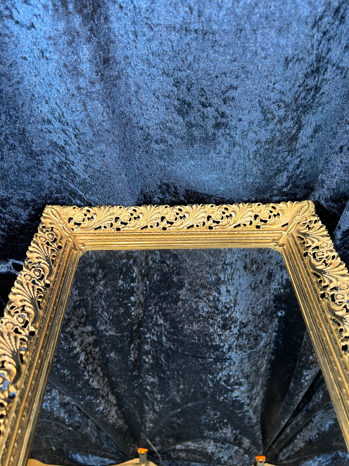 Vintage Mirrored Vanity Tray - Ornate Gold Metal Filigree Frame
