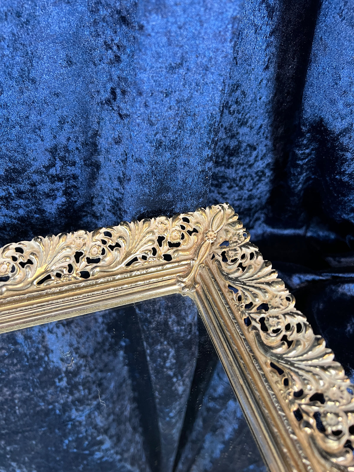 Vintage Mirrored Vanity Tray - Ornate Gold Metal Filigree Frame