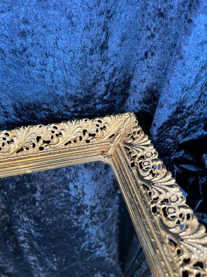 Vintage Mirrored Vanity Tray - Ornate Gold Metal Filigree Frame