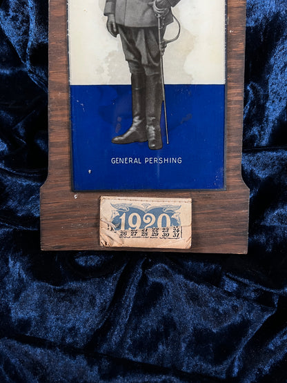Antique 1920 Wood Wall Calendar - General Pershing and Crockett Advertising