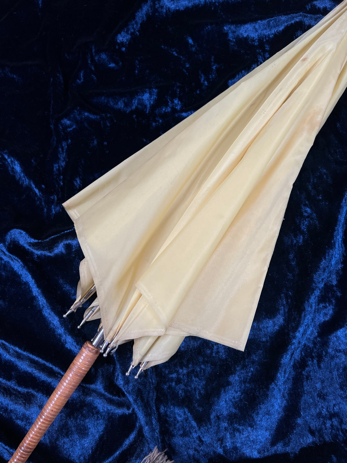 Vintage Nylon Parasol - Yellow Folding Sunshade and Display Piece