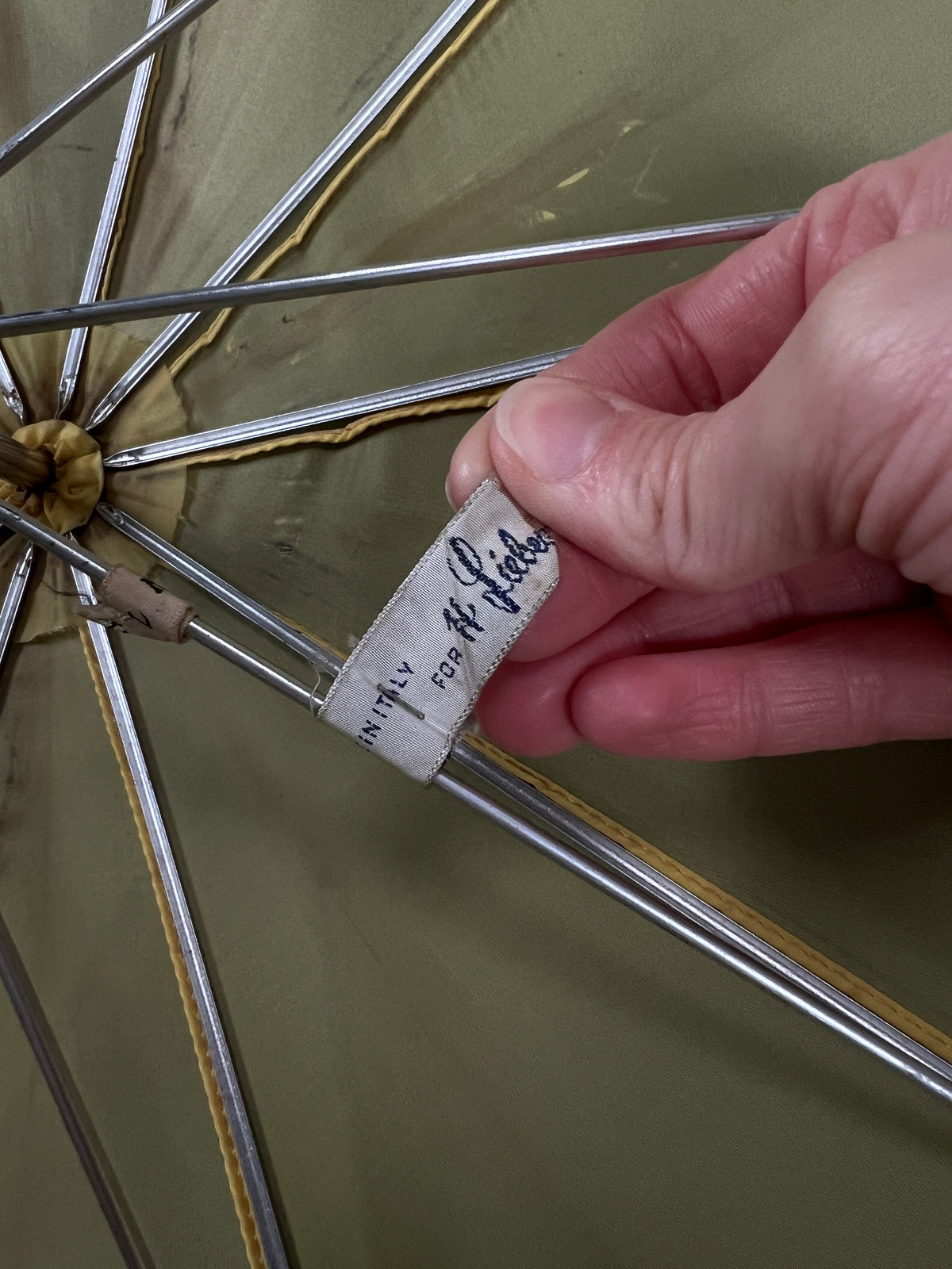 Vintage Nylon Parasol - Yellow Folding Sunshade and Display Piece