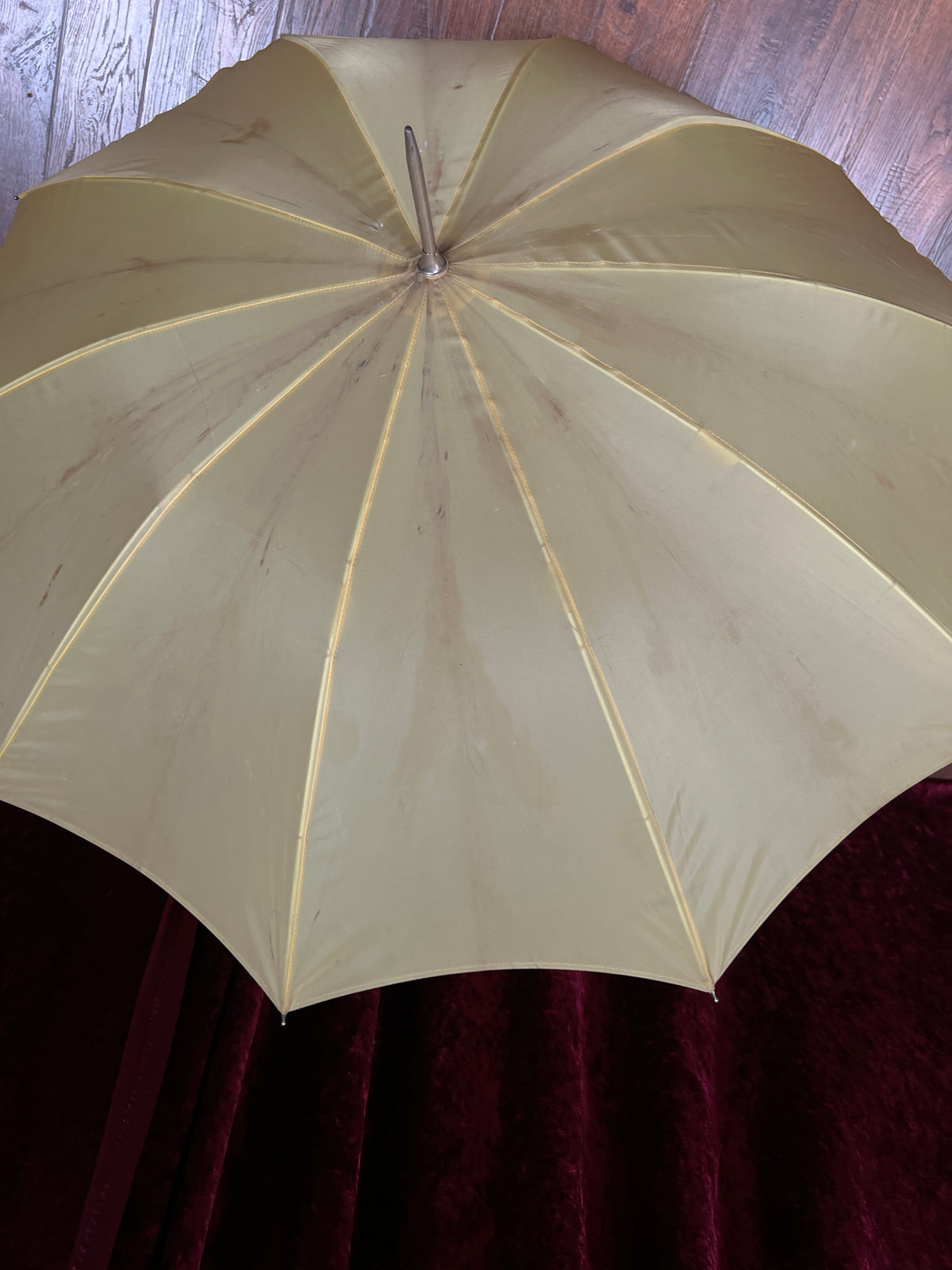 Vintage Nylon Parasol - Yellow Folding Sunshade and Display Piece