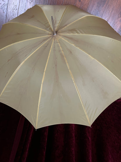 Vintage Nylon Parasol - Yellow Folding Sunshade and Display Piece