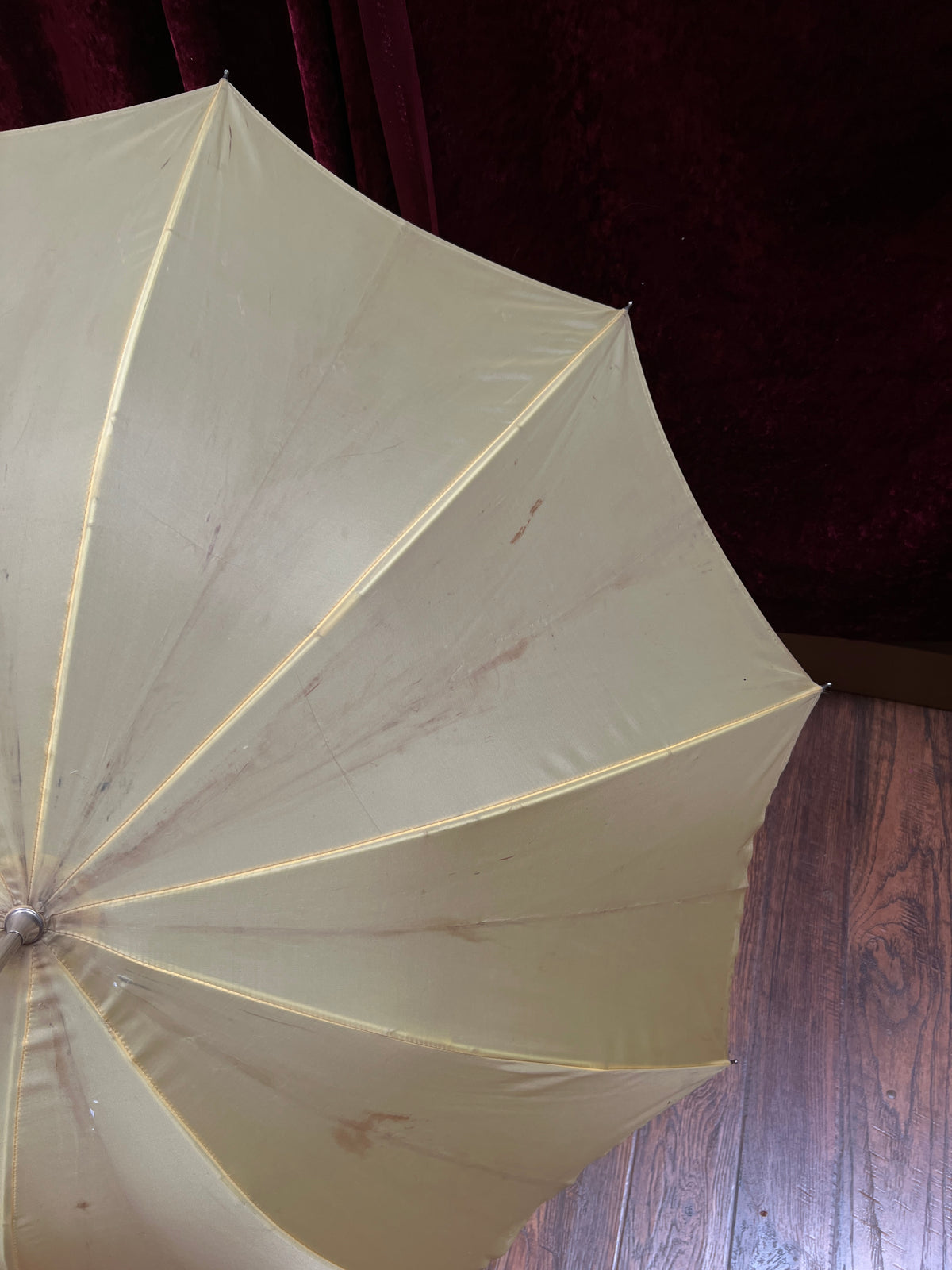 Vintage Nylon Parasol - Yellow Folding Sunshade and Display Piece
