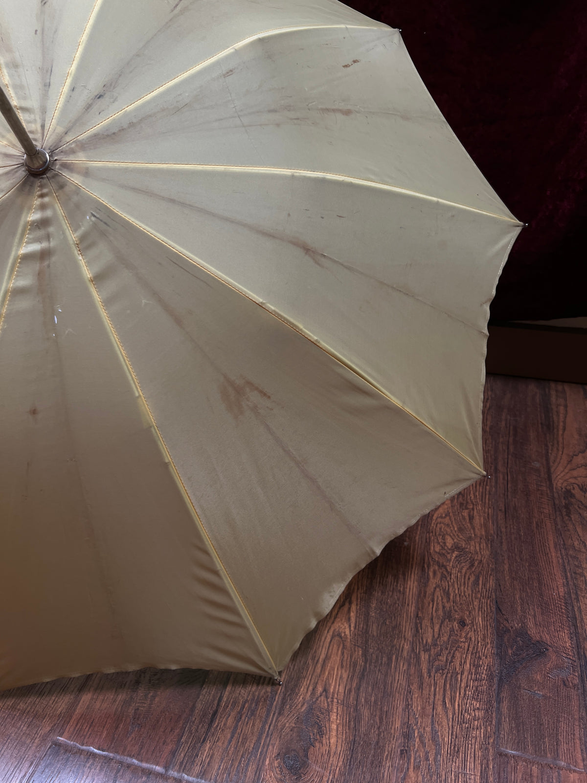 Vintage Nylon Parasol - Yellow Folding Sunshade and Display Piece
