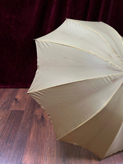 Vintage Nylon Parasol - Yellow Folding Sunshade and Display Piece