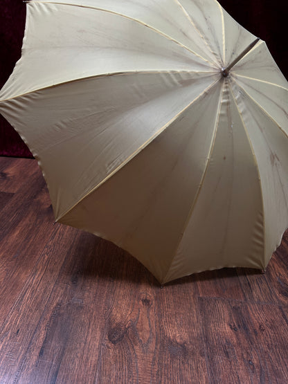 Vintage Nylon Parasol - Yellow Folding Sunshade and Display Piece