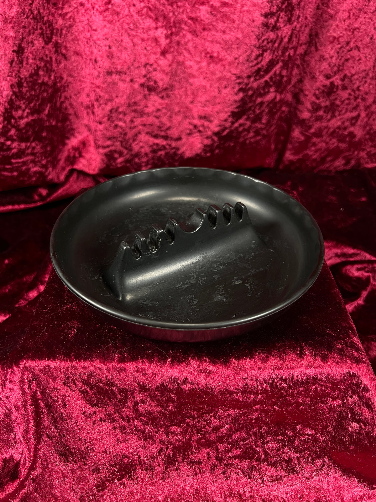 Vintage GES-LINE Plastic Ashtray - Black Made in USA