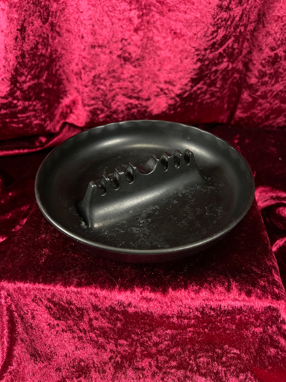 Vintage GES-LINE Plastic Ashtray - Black Made in USA