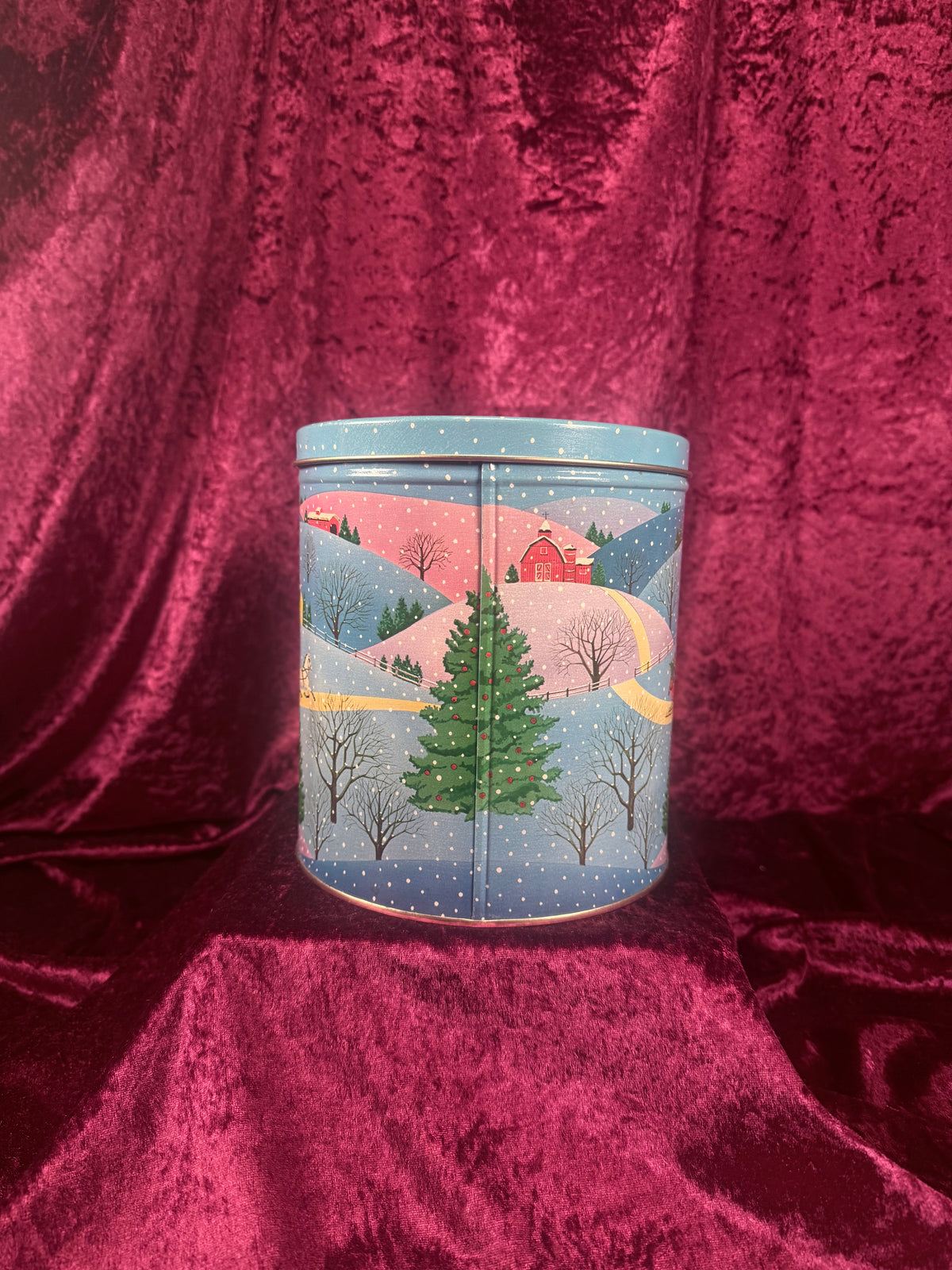Vintage Metal Tin - Snowy Christmas Village Storage Container