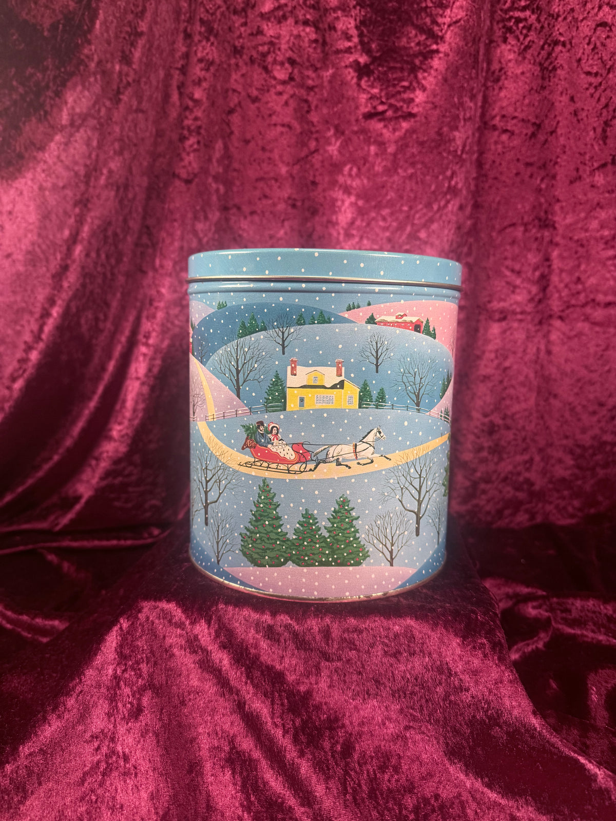 Vintage Metal Tin - Snowy Christmas Village Storage Container