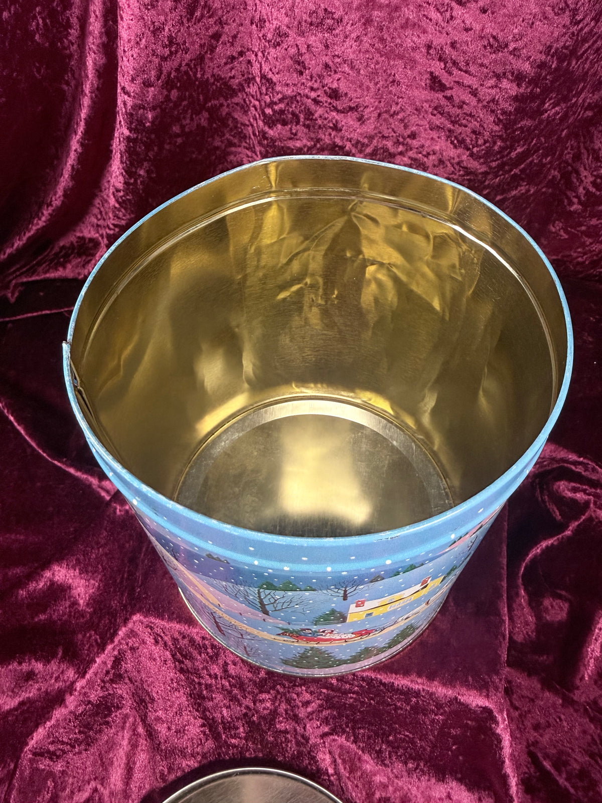 Vintage Metal Tin - Snowy Christmas Village Storage Container