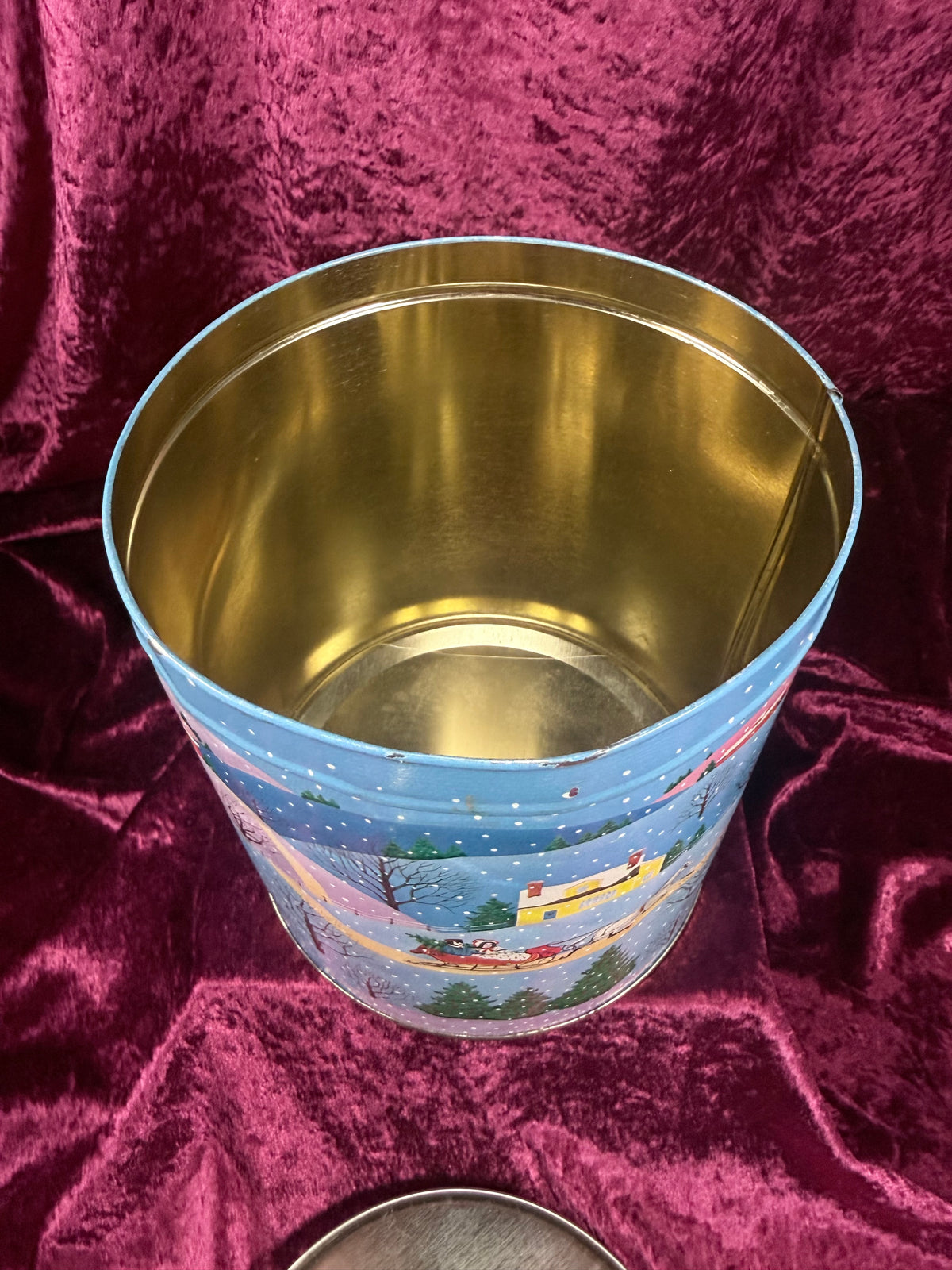 Vintage Metal Tin - Snowy Christmas Village Storage Container