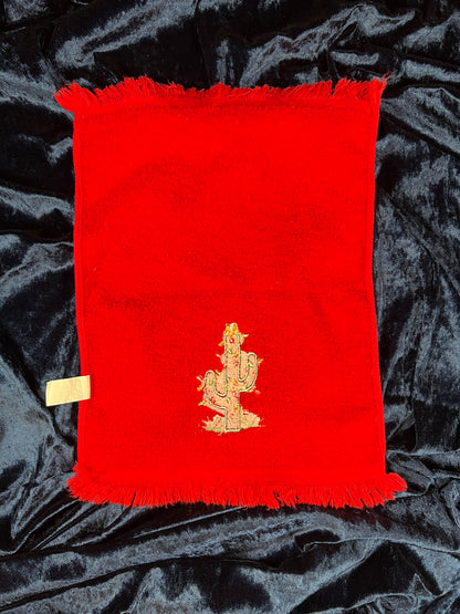 Vintage Cotton Hand Towel Set - Embroidered Christmas Cactuses