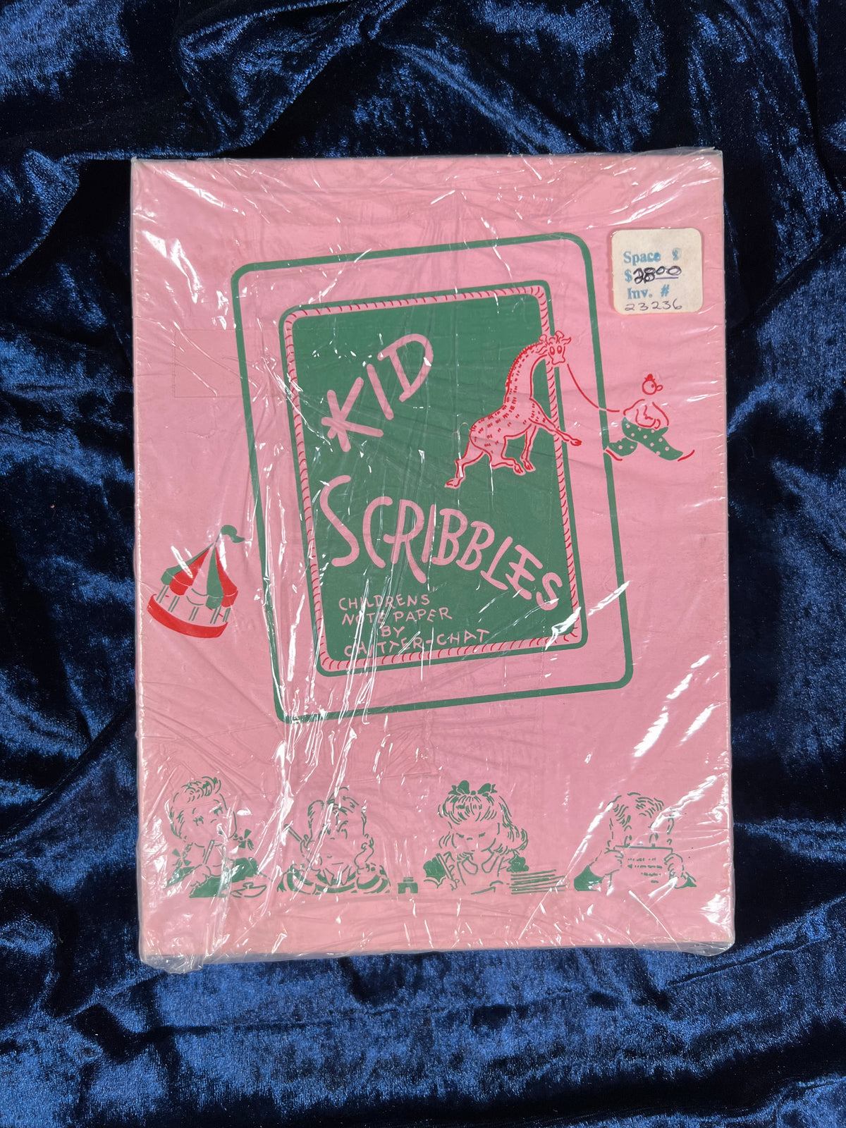 Vintage Kiddie Scribbles Stationery Set - Green and Red Circus Theme New Old Stock