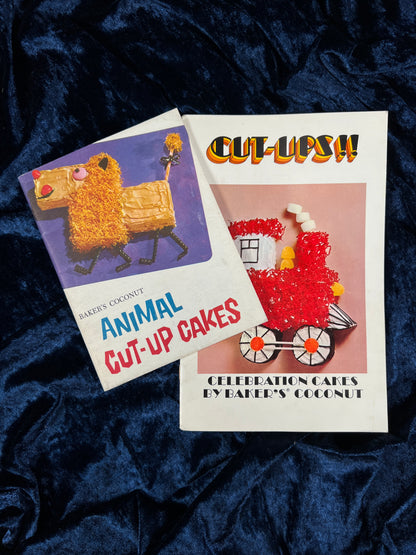 Vintage Baker's Coconut Animal Cut-Ups and Celebration Cakes Pamphlets - Illustrated Recipe Ephemera