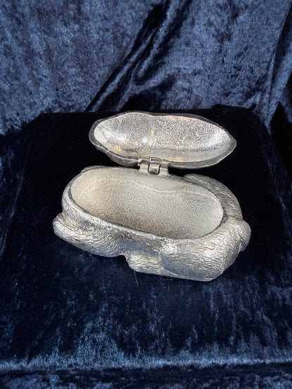 Vintage Metal Frog Trinket Box - Hinged Lid and Arthur Court 1990